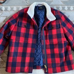 J. Crew Wool Buffalo Plaid Sherpa Jacket sz Medium